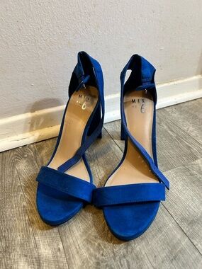 Mix No. 6 Royal Blue Suede Block Heel Sandals
